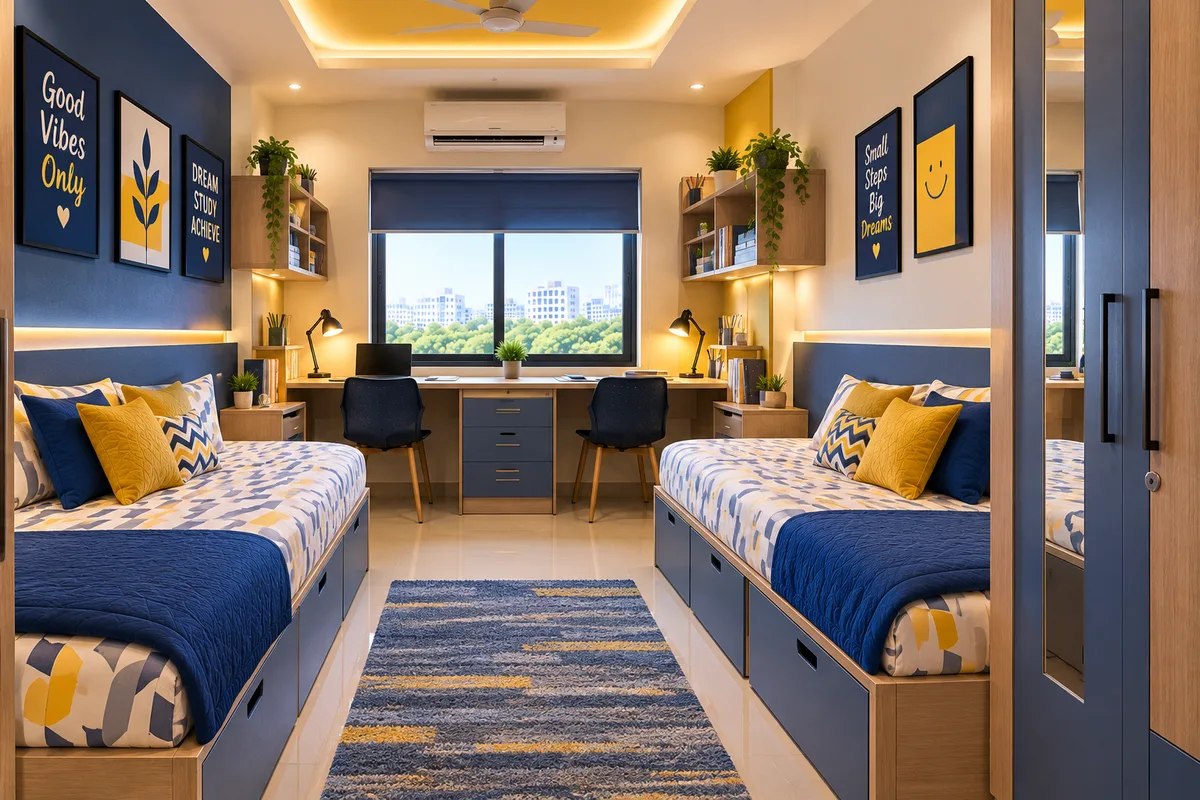 Double sharing hostel room