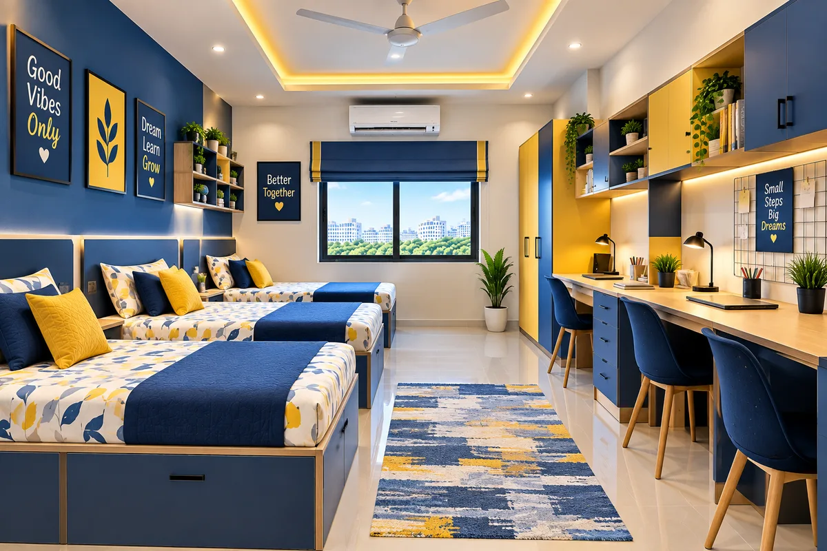 Triple sharing hostel room
